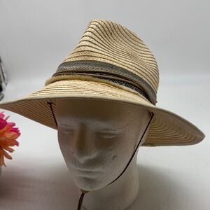 Broner Men's Cream Straw Hat with Brown Gray Band HT8789